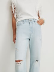 River Island Blue Petite  Relaxed Straight Ripped Jeans - Image 3 of 4