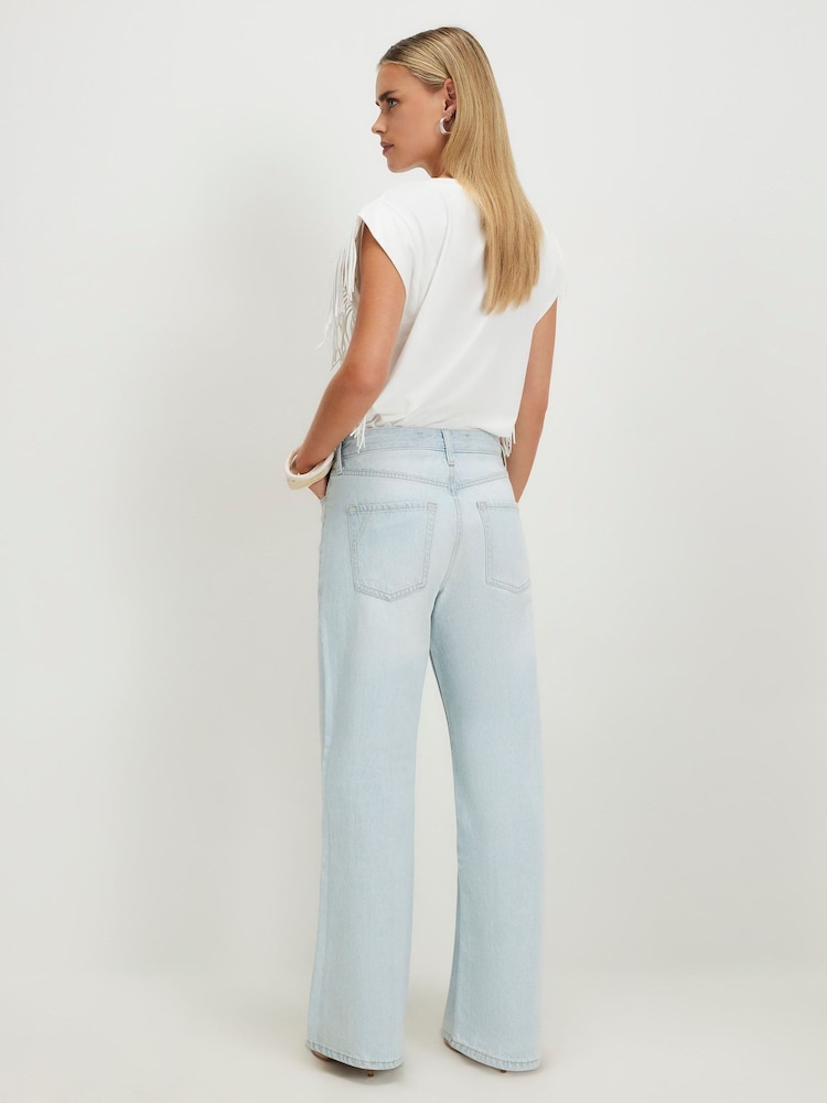 River Island Blue Petite  Relaxed Straight Ripped Jeans - Image 4 of 4