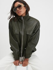 River Island Green Drawstring Funnel Jacket - Image 2 of 4