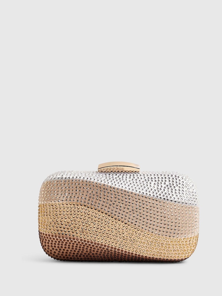 River Island Gold Rainbow Swirl Hard Clutch - Image 2 of 6 River Island Gold Rainbow Swirl Hard Clutch - Image 2 of 6