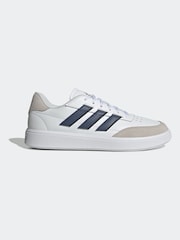 adidas White/Blue Courtblock Trainers - Image 1 of 9