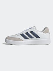adidas White/Blue Courtblock Trainers - Image 2 of 9
