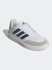 adidas White/Blue Courtblock Trainers - Image 3 of 9