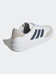 adidas White/Blue Courtblock Trainers - Image 4 of 9