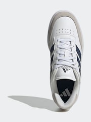adidas White/Blue Courtblock Trainers - Image 6 of 9