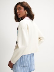 River Island Cream Multi House Collar Cardigan - Image 3 of 4
