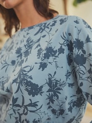 Blue Floral Long Sleeve 100% Cotton Pyjamas - Image 4 of 10