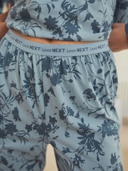 Blue Floral Long Sleeve 100% Cotton Pyjamas - Image 5 of 10