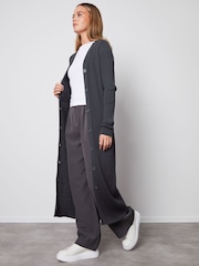 Threadbare Grey Cardigan Style Knitted Midi Dress - Image 1 of 5