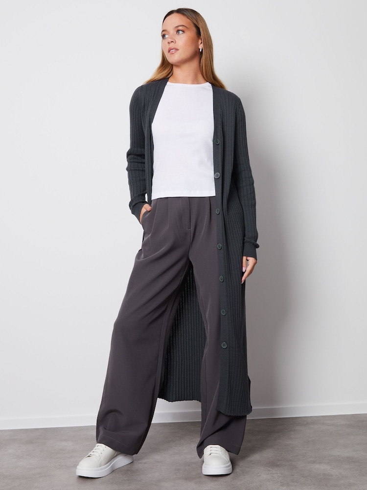 Threadbare Grey Cardigan Style Knitted Midi Dress - Image 2 of 5