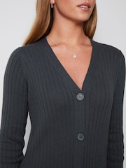 Threadbare Grey Cardigan Style Knitted Midi Dress - Image 5 of 5