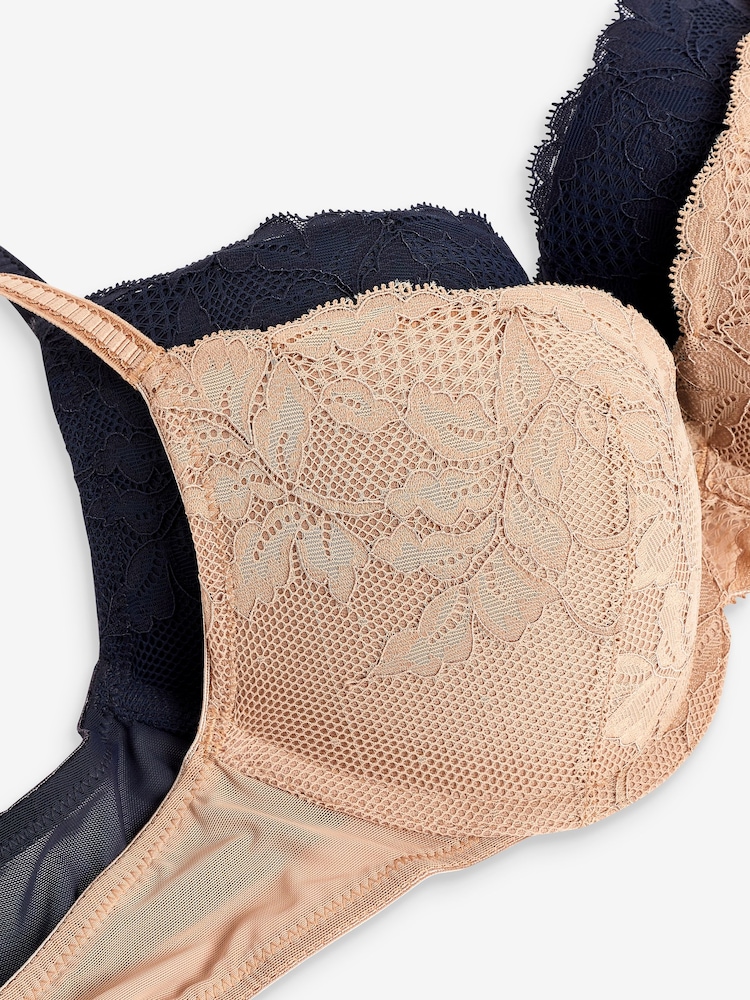 Navy/Praline Nude Lace Bras 2 Pack B-E - Image 11 of 11