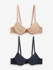 Navy/Praline Nude Lace Bras 2 Pack B-E - Image 8 of 11