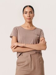 Soaked in Luxury Brown Columbine Short Sleeve Jersey T-Shirt - Image 1 of 6