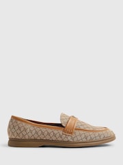 River Island Brown Monogram Decal Loafers - Image 1 of 5