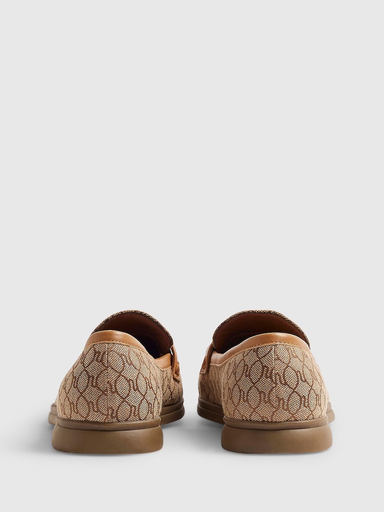 River Island Brown Monogram Decal Loafers - Image 2 of 5 River Island Brown Monogram Decal Loafers - Image 2 of 5