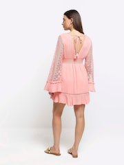 River Island Pink Angel Sleeve Frill Mini Dress - Image 2 of 4