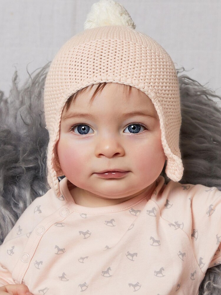 The Little Tailor Baby Knitted Trapper Hat with Pom Pom - Image 1 of 3