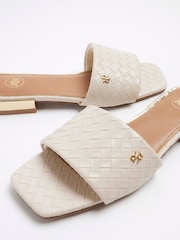River Island Cream Woven Mule Flat Sandals - Image 6 of 6