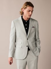 Gris clair - Veste de costume slim en lin mélangé - Image 1 of 1