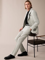 Cinza claro - Jaqueta de linho com mistura de linho Slim Fit - Imagem 2 de 10