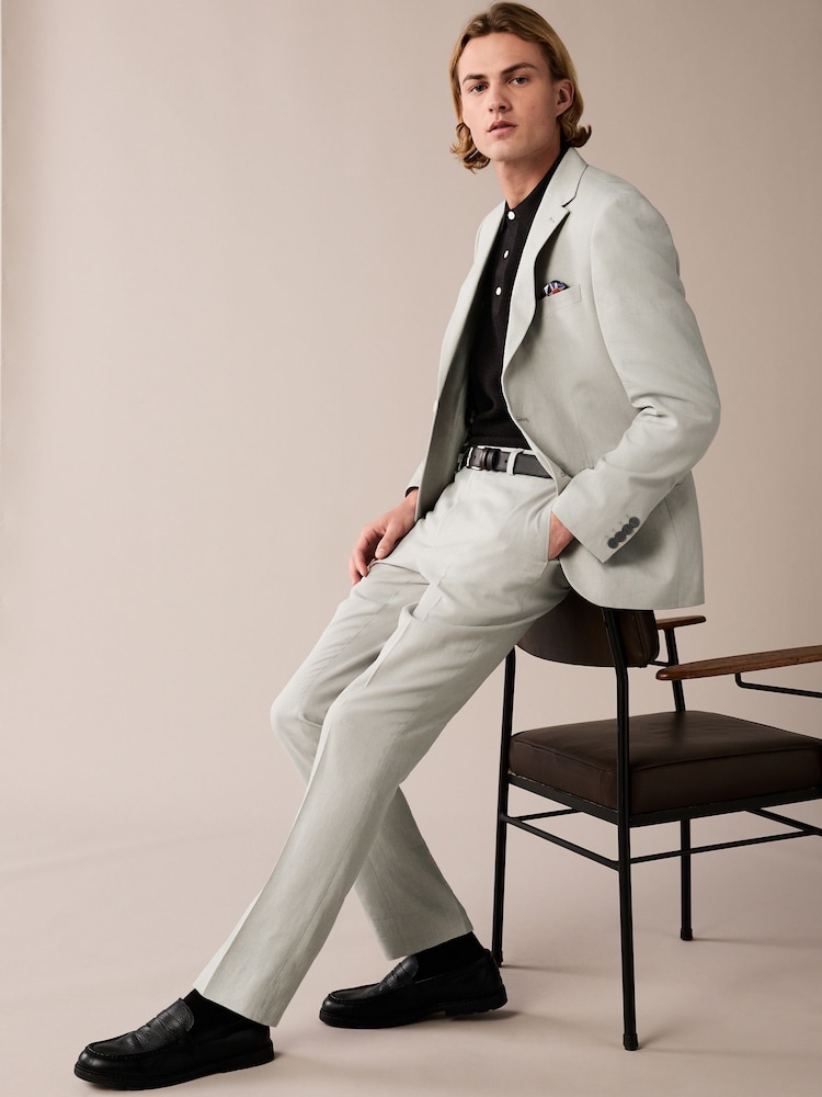 Cinza claro - Jaqueta de linho com mistura de linho Slim Fit - Imagem 2 de 10