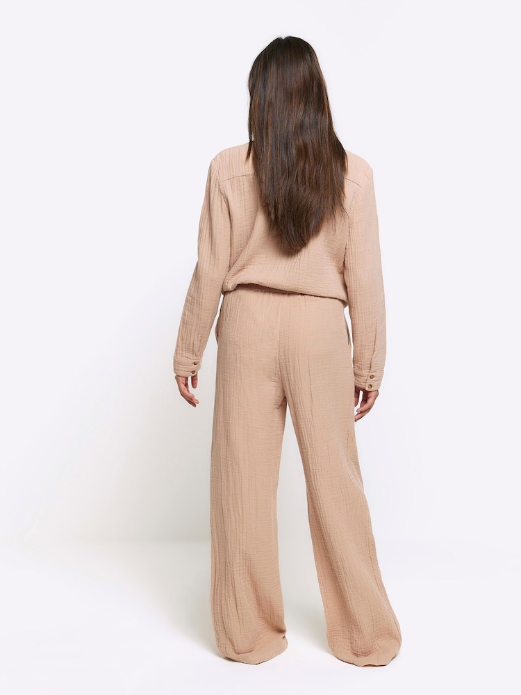 River Island Beige Linen Feel Trousers - Image 2 of 4