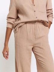 River Island Beige Linen Feel Trousers - Image 3 of 4
