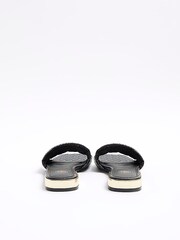 River Island Black Wide Fit Woven Mule Flat Sandals - Image 4 of 5