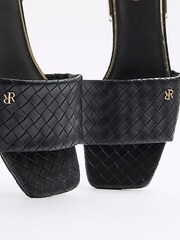 River Island Black Wide Fit Woven Mule Flat Sandals - Image 5 of 5