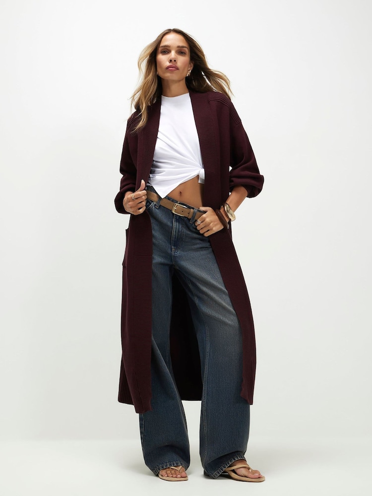 Rød - River Island Maxi cardigan i rib - Billede 1 af 4 Rød - River Island Maxi cardigan i rib - Billede 1 af 4