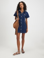 River Island Blue Rolo Button Through Swing Dress - Image 2 of 4