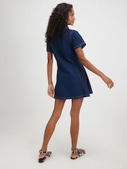 River Island Blue Rolo Button Through Swing Dress - Image 4 of 4