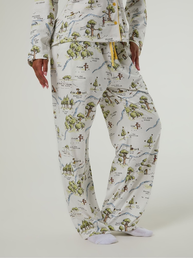 Skinnydip White Disney Winnie The Pooh Hundred Acre Wood Pyjamas Set with Scrunchie - Image 2 of 5