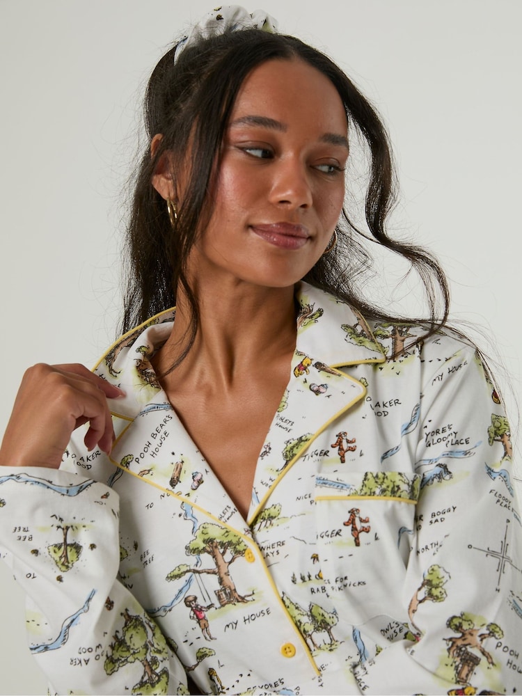 Skinnydip White Disney Winnie The Pooh Hundred Acre Wood Pyjamas Set with Scrunchie - Image 5 of 5