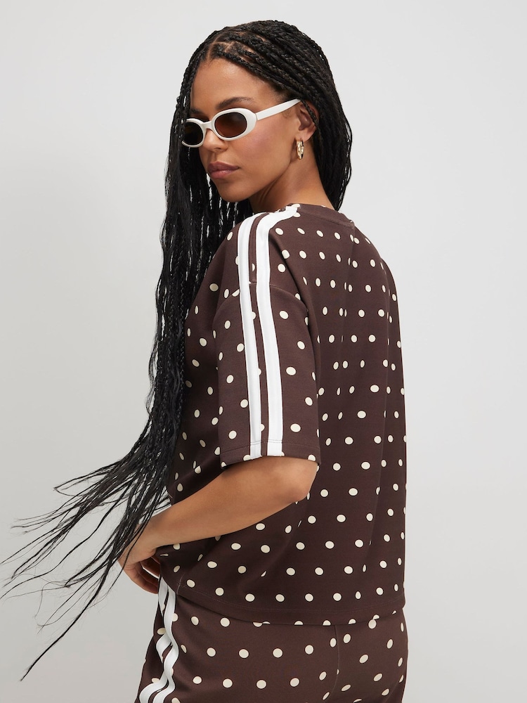 River Island Brown Polka Dot Tape Neoprene T-Shirt - Image 2 of 4