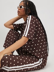 River Island Brown Polka Dot Tape Neoprene T-Shirt - Image 3 of 4