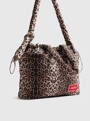 River Island Brown Leopard Print Drawstring Travel Tote - Image 5 of 6