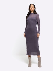 River Island Langärmeliges Midaxi-Säulenkleid aus Netzstoff - Bild 1 von 6