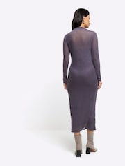 River Island Langärmeliges Midaxi-Säulenkleid aus Netzstoff - Bild 2 von 6