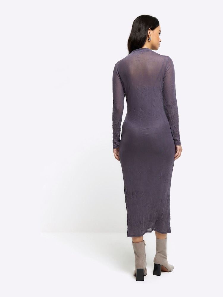 River Island Langärmeliges Midaxi-Säulenkleid aus Netzstoff - Bild 2 von 6