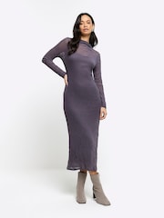River Island Langärmeliges Midaxi-Säulenkleid aus Netzstoff - Bild 3 von 6