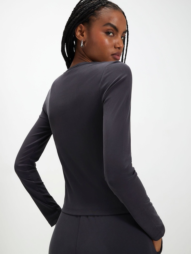 River Island Grey Long Sleeve Soft Touch Top - Image 2 of 4