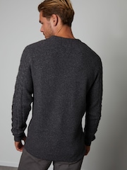 Threadbare Grey Cable Knit Crew Neck Jumper - Image 2 of 4
