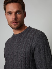 Threadbare Grey Cable Knit Crew Neck Jumper - Image 4 of 4