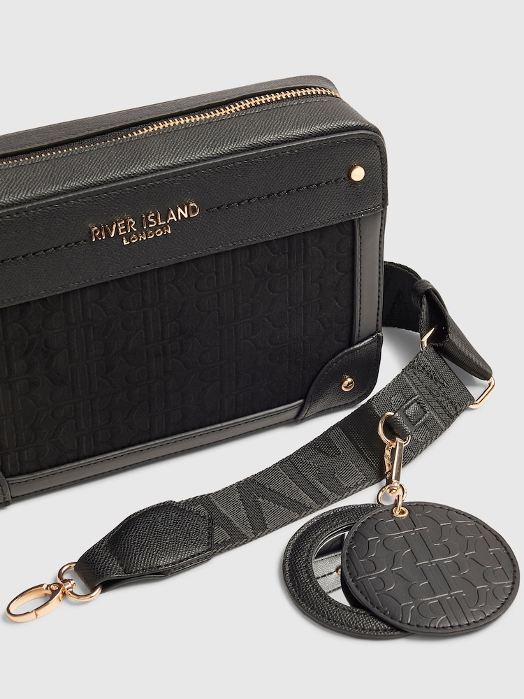 River Island Black RR Monogram Boxy Cross-Body Bag - Image 6 of 6 River Island Black RR Monogram Boxy Cross-Body Bag - Image 6 of 6