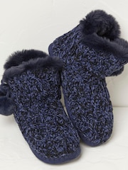 FatFace Blue Melody Chenille Slipper Boots - Image 1 of 1