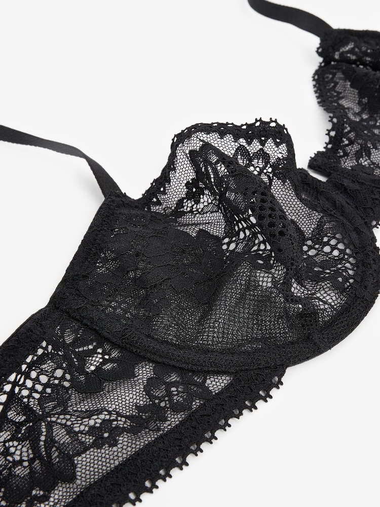 Black Non Pad Balcony Lace Bra - Image 7 of 7