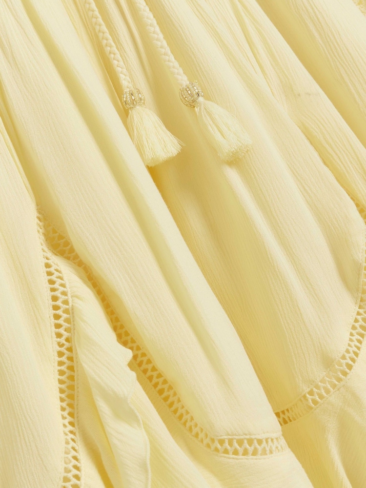 River Island Yellow Angel Sleeve Frill Mini Dress - Image 4 of 4