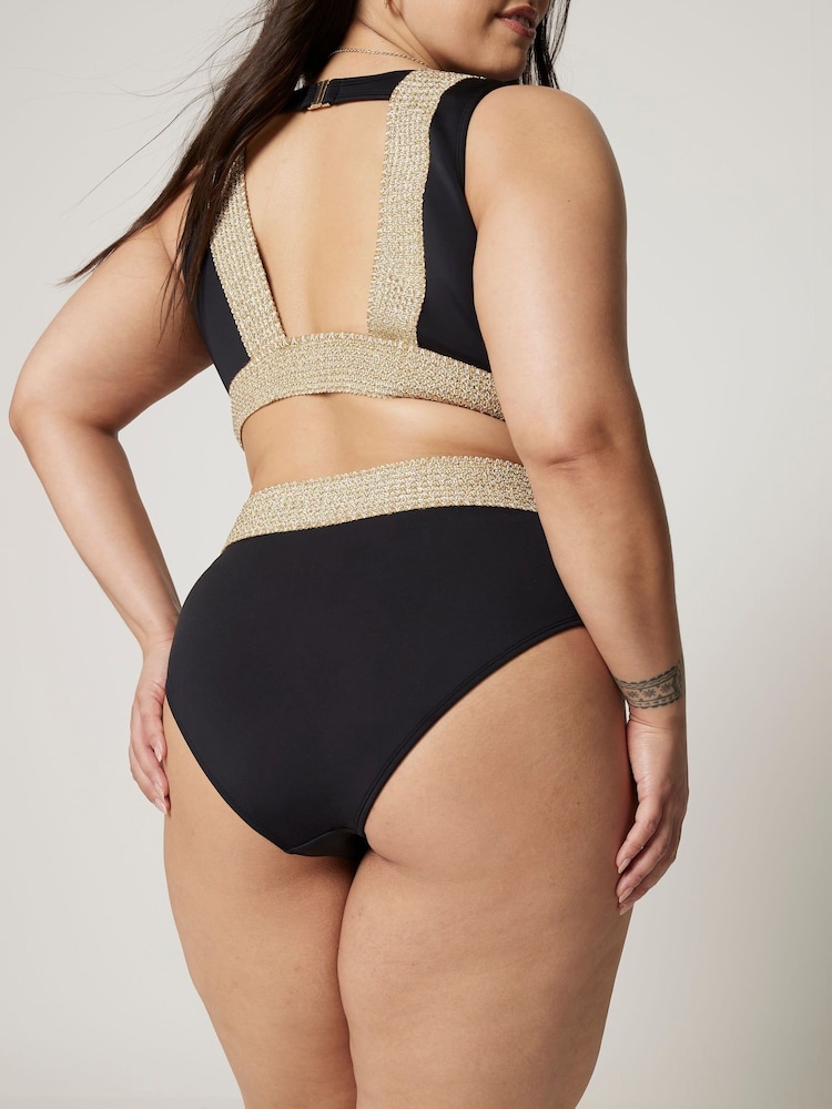 River Island Black Plus Elastic High Waisted Buckle Briefs - Image 2 of 12 River Island Black Plus Elastic High Waisted Buckle Briefs - Image 2 of 12
